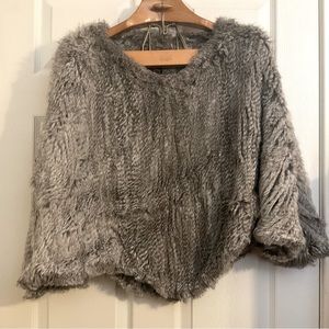 Adrienne Landau Ombré Grey Fur Poncho Cape OSFM Vintage